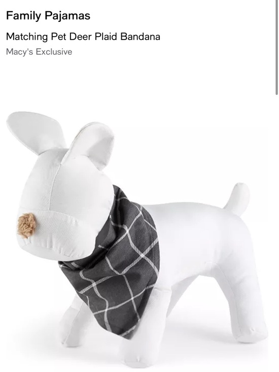 Family Pajamas Other - Family Pj’s Macy’s Brand Grey Plaid PET  Bandana Size S/M NWT Dog bandana